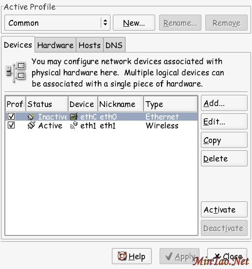 ͼ 1. Red Hat 8.x  9.x ʹ redhat-config-network 
        