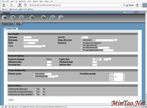 ͼ 1. Webmin  Create User Ļ