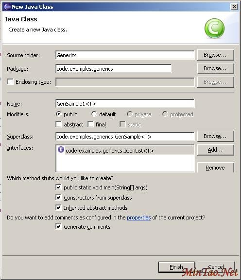 图3.2.1 使用类向导创建范型类
