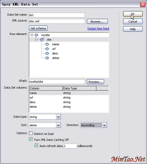 DreamweaverCS3SpryXMLʾHTMLҳ