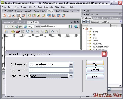 DreamweaverCS3SpryXMLʾHTMLҳ